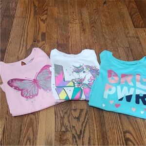 Kids Graphic Tees Set - Pink, White, Blue